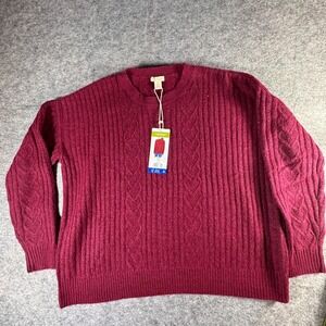 Legendary Outfitters Womens Garnet Red Cozy Cable Knit Sweater Large NWT 1902103
